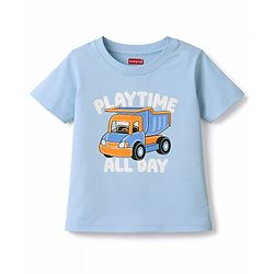 Babyhug Cotton Knit Half Sleeves T-Shirt With Truck & Text Print - Multicolor
