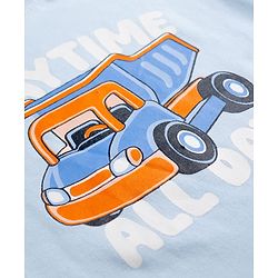 Babyhug Cotton Knit Half Sleeves T-Shirt With Truck & Text Print - Multicolor