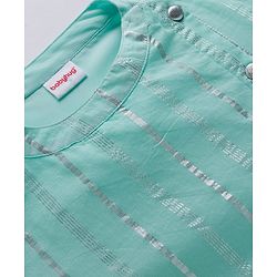 Babyhug Cotton Woven Full Sleeves Striped Kurta & Pyjama Set - Aqua Blue