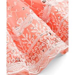 Babyhug Net Woven Sleeveless Floral Embroidered Choli Lehenga  & Jacket Set - Orange