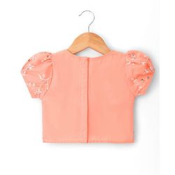 Babyhug Net Woven Sleeveless Floral Embroidered Choli Lehenga  & Jacket Set - Orange