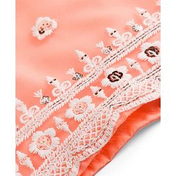 Babyhug Net Woven Sleeveless Floral Embroidered Choli Lehenga  & Jacket Set - Orange