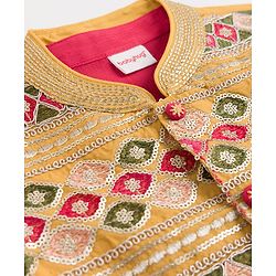 Babyhug Cotton Blend Woven Full Sleeves Kurta Dhoti Set With Sequinned Nehru Jacket - Red