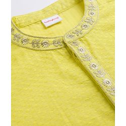 Babyhug Cotton Dobby Woven Full Sleeves Kurta Pajama Set with Dobby Embroidery - Limegreen