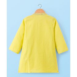 Babyhug Cotton Dobby Woven Full Sleeves Kurta Pajama Set with Dobby Embroidery - Limegreen