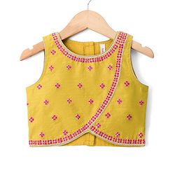 Babyhug Georgette Woven Sleeveless Lehenga Choli Set With Floral Foil Print Embroidery & Dupatta - Dark Pink
