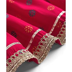 Babyhug Georgette Woven Sleeveless Lehenga Choli Set With Floral Foil Print Embroidery & Dupatta - Dark Pink