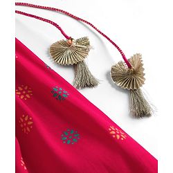 Babyhug Georgette Woven Sleeveless Lehenga Choli Set With Floral Foil Print Embroidery & Dupatta - Dark Pink
