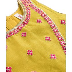 Babyhug Georgette Woven Sleeveless Lehenga Choli Set With Floral Foil Print Embroidery & Dupatta - Dark Pink