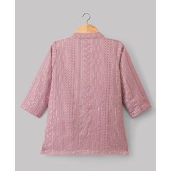Babyhug Georgett Woven Full Sleeves Embroidered Kurta Pyjama Set - Lavender
