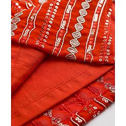 Babyhug Georgette Woven Full Sleeves Kurta Pyjama Set With Sequin Detailing - Rust Orange