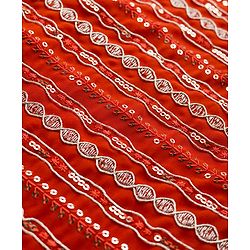 Babyhug Georgette Woven Full Sleeves Kurta Pyjama Set With Sequin Detailing - Rust Orange