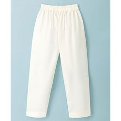 Babyhug Cotton Blend Woven Solid Kurta Pyjama Set With  Embroidered & Sequinned  Jacket - OffWhite