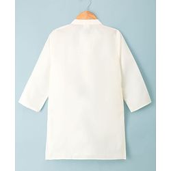 Babyhug Cotton Blend Woven Solid Kurta Pyjama Set With  Embroidered & Sequinned  Jacket - OffWhite