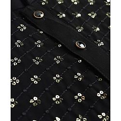 Babyhug Cotton Blend Woven Full Sleeves Sequinned Embroidered Kurta Pyjama Set - Black