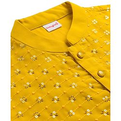 Babyhug Cotton Blend Woven Full Sleeves Kurta Pyjama Set With Sequin Detailing - Yellow
