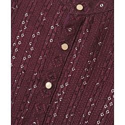 Babyhug Cotton Blend Woven Full Sleeves Embroidered & Sequinned Kurta Pyjama Set - Wine
