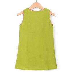 Babyhug Woven Sleeveless Kurti Palazzo Set with Dupatta & Sequin Detailing - Green