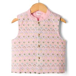 Babyhug Cotton Blend Woven Full Sleeves Kurta Pyjama With Embroidered Nehru Jacket - Light Blue