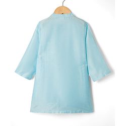 Babyhug Cotton Blend Woven Full Sleeves Kurta Pyjama With Embroidered Nehru Jacket - Light Blue