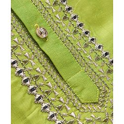 Babyhug Cotton Blend Woven Full Sleeves Embroidered Kurta & Pyjama Set - Green
