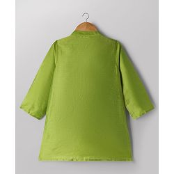 Babyhug Cotton Blend Woven Full Sleeves Embroidered Kurta & Pyjama Set - Green