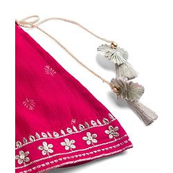 Babyhug Cotton Blend Woven Sleeveless Kurti Gharara Set with Dupatta & Floral Embroidery - Fuchsia