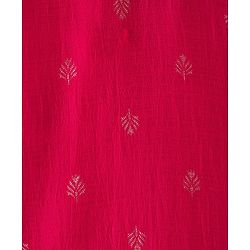Babyhug Cotton Blend Woven Sleeveless Kurti Gharara Set with Dupatta & Floral Embroidery - Fuchsia