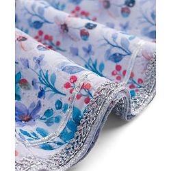 Babyhug 100% Cotton Woven Sleeveless Schiffly Floral Printed Ethnic Dress With Halter Neck - White