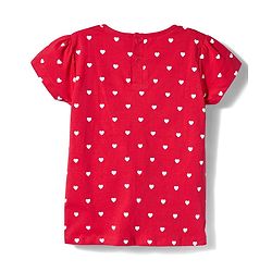 Babyhug Woven Denim Frock & Half Sleeves Inner Tee With Heart Print - Blue & Red