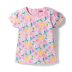 Babyhug 100% Cotton Woven Half Sleeves Floral Printed & Embroidered Frock With Inner Tee - Black