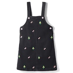 Babyhug 100% Cotton Woven Half Sleeves Floral Printed & Embroidered Frock With Inner Tee - Black