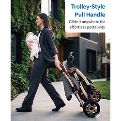 Babyhug Landscape Stroller with Reversible Handle Grey| Multi-Recline Backrest| UV Protection Canopy| 5-Point Harness| All-Wheel Suspension| Swivel Wheels| Trolley-Style Pull Handle| Linked Brake
