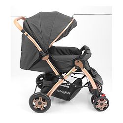 Babyhug Landscape Stroller with Reversible Handle Grey| Multi-Recline Backrest| UV Protection Canopy| 5-Point Harness| All-Wheel Suspension| Swivel Wheels| Trolley-Style Pull Handle| Linked Brake