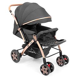 Babyhug Landscape Stroller with Reversible Handle Grey| Multi-Recline Backrest| UV Protection Canopy| 5-Point Harness| All-Wheel Suspension| Swivel Wheels| Trolley-Style Pull Handle| Linked Brake
