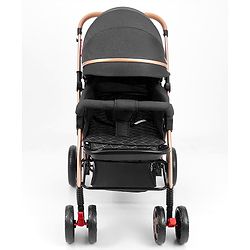 Babyhug Landscape Stroller with Reversible Handle Grey| Multi-Recline Backrest| UV Protection Canopy| 5-Point Harness| All-Wheel Suspension| Swivel Wheels| Trolley-Style Pull Handle| Linked Brake