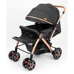 Babyhug Landscape Stroller with Reversible Handle Grey| Multi-Recline Backrest| UV Protection Canopy| 5-Point Harness| All-Wheel Suspension| Swivel Wheels| Trolley-Style Pull Handle| Linked Brake