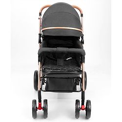 Babyhug Landscape Stroller with Reversible Handle Grey| Multi-Recline Backrest| UV Protection Canopy| 5-Point Harness| All-Wheel Suspension| Swivel Wheels| Trolley-Style Pull Handle| Linked Brake