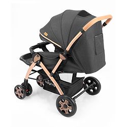 Babyhug Landscape Stroller with Reversible Handle Grey| Multi-Recline Backrest| UV Protection Canopy| 5-Point Harness| All-Wheel Suspension| Swivel Wheels| Trolley-Style Pull Handle| Linked Brake