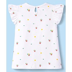 Babyhug Cotton Knit Half Sleeves T-Shirt With Floral & Text Print - Multicolor