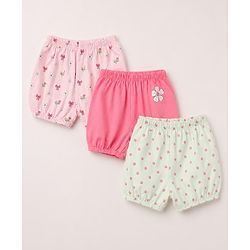 Babyhug 100% Cotton Single Jersey Knit Floral Printed Bloomers Pack of 3 - Multicolour