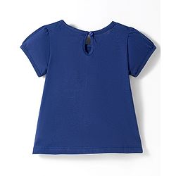 Babyhug Cotton Knit Half Sleeves T-Shirt with Butterfly Print - Navy Blue