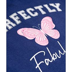 Babyhug Cotton Knit Half Sleeves T-Shirt with Butterfly Print - Navy Blue