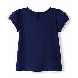 Babyhug Cotton Knit Half Sleeves T-Shirt with Butterfly Print - Navy Blue