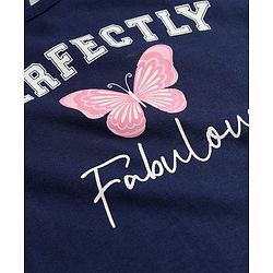 Babyhug Cotton Knit Half Sleeves T-Shirt with Butterfly Print - Navy Blue