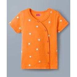 Babyhug 100% Cotton Interlock Knit Half Sleeves Stripes Jhablas with Star & Bear Print Pack of 3- Orange & Sky