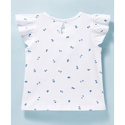 Babyhug Cotton Knit T-Shirt Frill Sleeves Daddy's Girl Print Multi Color 6-9 Months