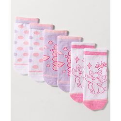 Cute Walk by Babyhug Disney Knit Ankle Length Antibacterial Socks with Marie Design Pack of 3 - Multicolor