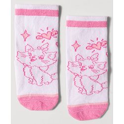 Cute Walk by Babyhug Disney Knit Ankle Length Antibacterial Socks with Marie Design Pack of 3 - Multicolor