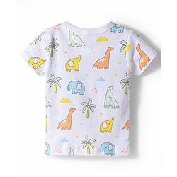 Babyhug 100% Cotton Knit Half Sleeves Dino & Elephant Printed Jhablas Pack Of 3 - Multicolor